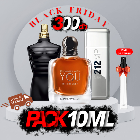 PACK 10ML (SWY INTENSELY+212 VIP MEN+LE MALE LE PARFUM) + LIVRAISON GRATUITE + 10ML GRATUITE